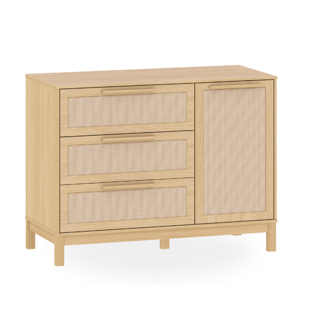Cômoda Indy Quarto de Bebê – Palhinha Natural e Design Atemporal