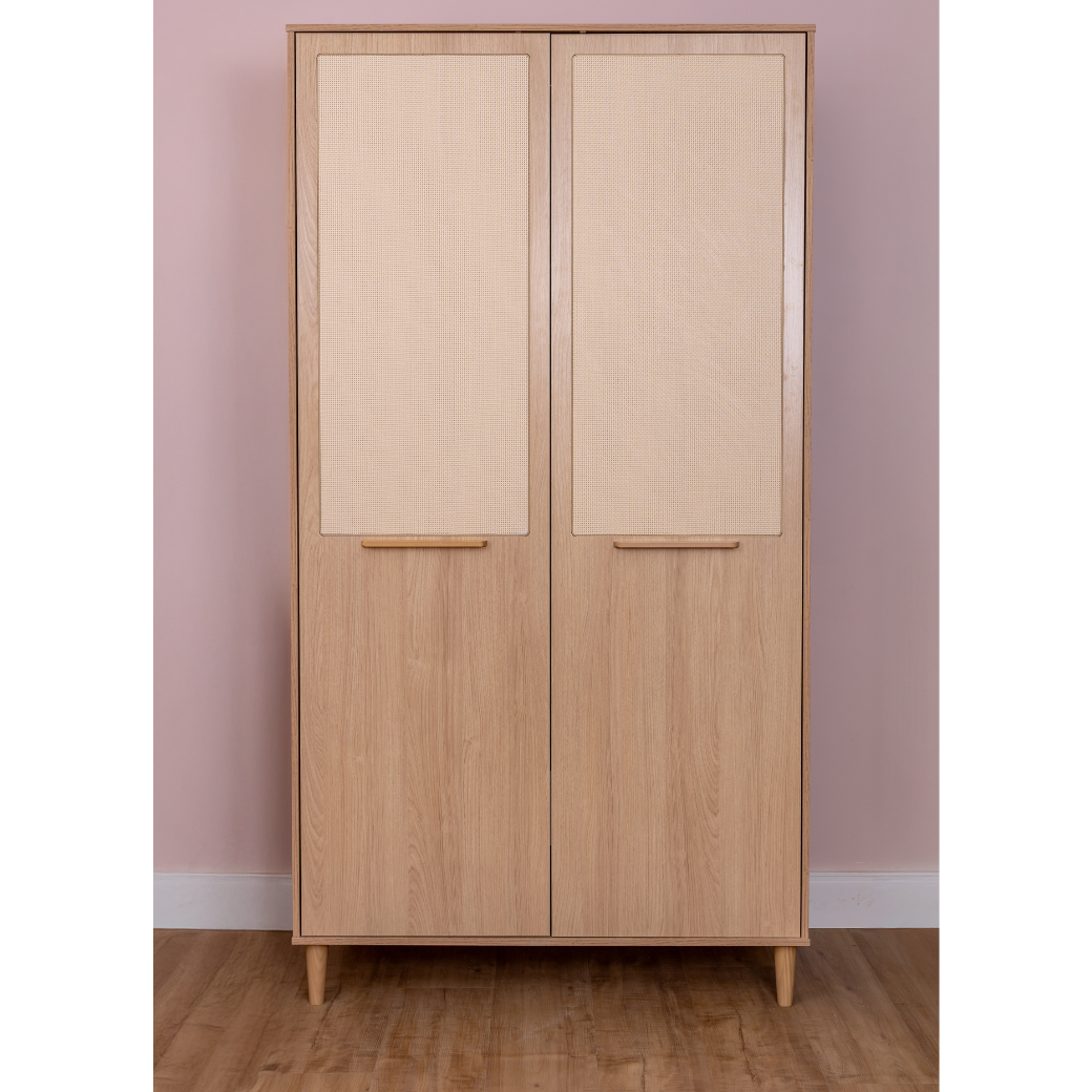 Guarda Roupa Infantil Paglia 2 Portas com Palhinha Natural – MDF e Madeira Pinus