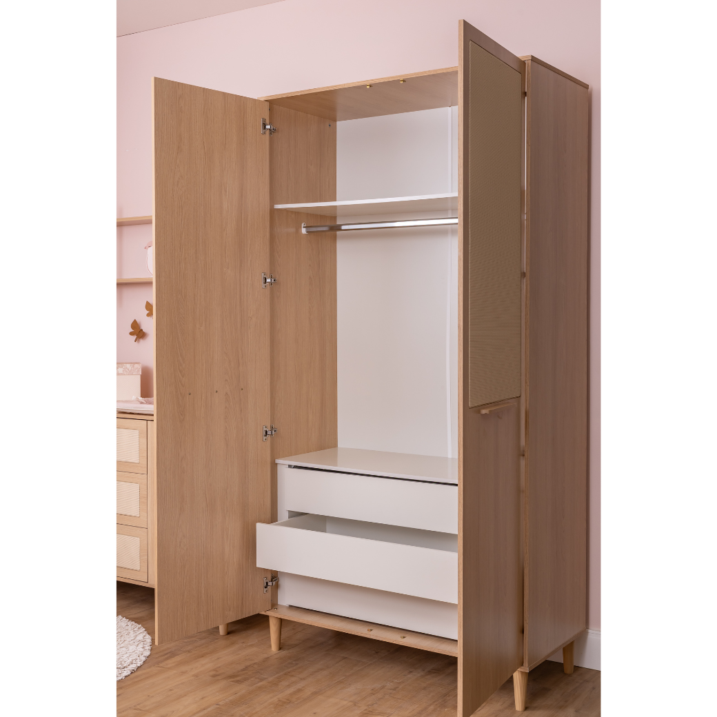 Guarda Roupa Infantil Paglia 2 Portas com Palhinha Natural – MDF e Madeira Pinus