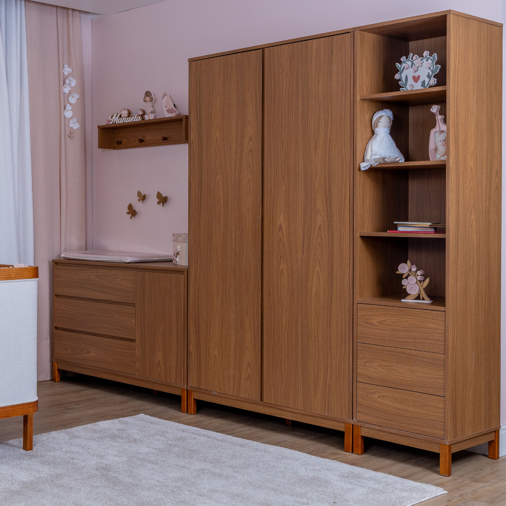 Conjunto Guarda Roupa 2 Portas e Torre Organizadora Linha Soley