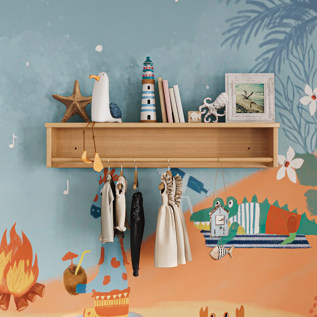 Prateleira com Cabideiro 90 cm em Mdf