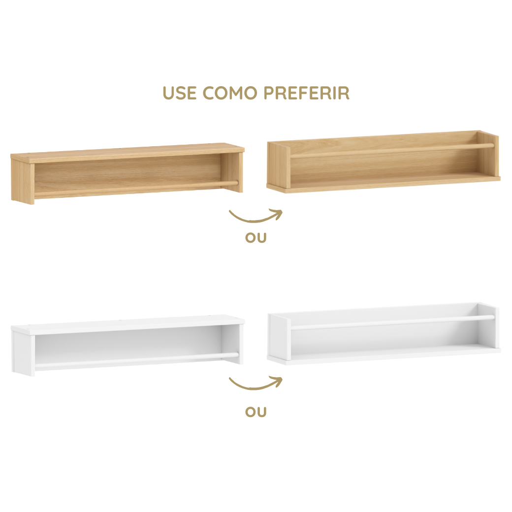 Prateleira com Cabideiro 90 cm em Mdf