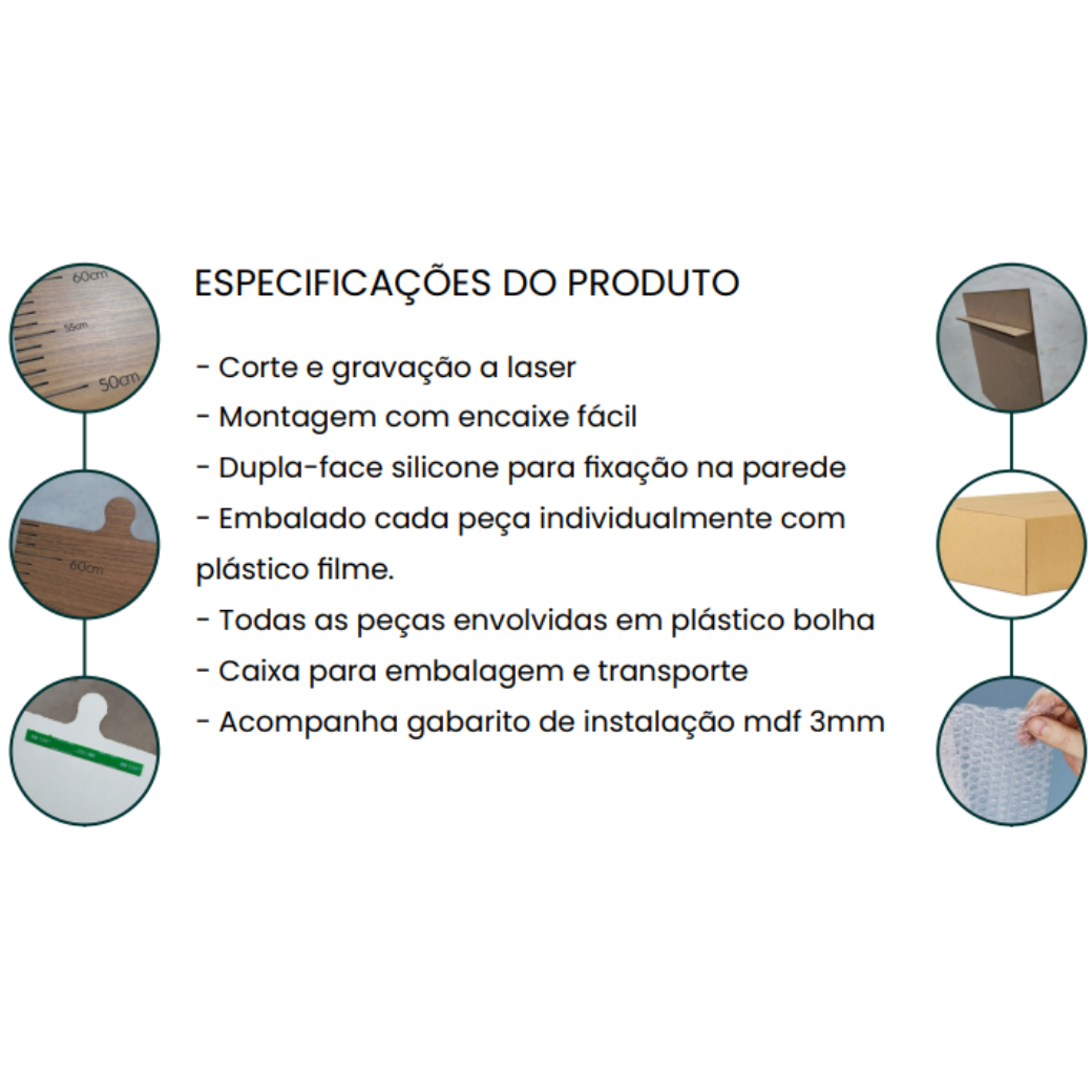 Especificações da régua de crescimento Quater móveis.