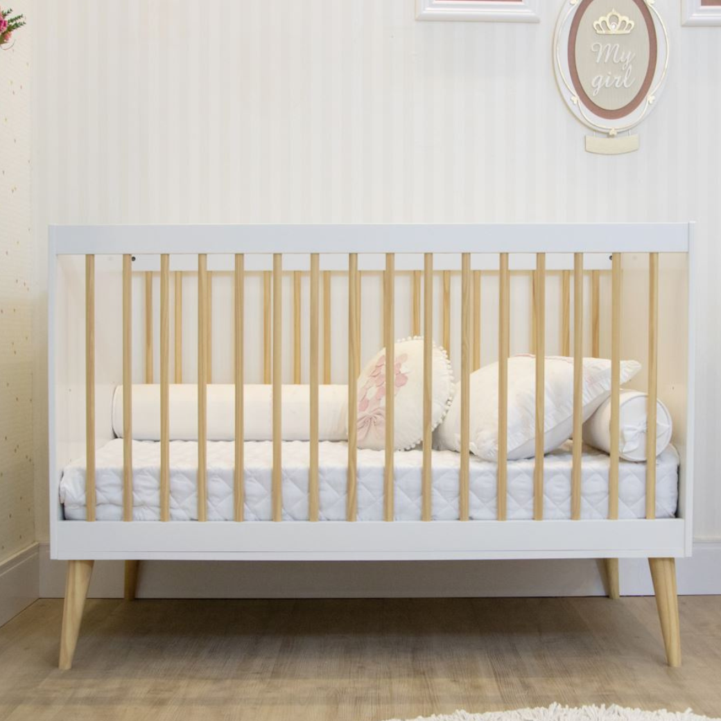 Berço com Colchão Vira Cama Linha Retrô