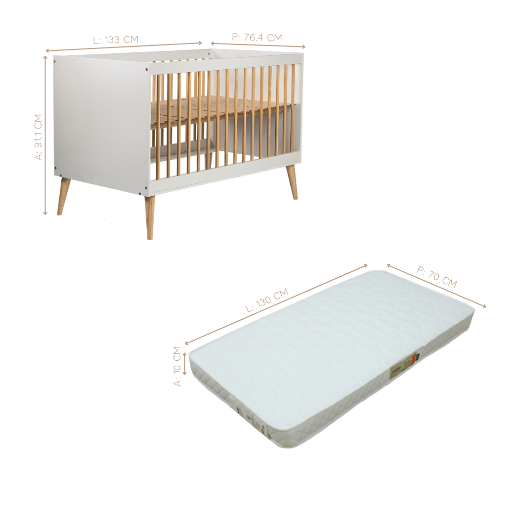 Berço com Colchão Vira Cama Linha Retrô