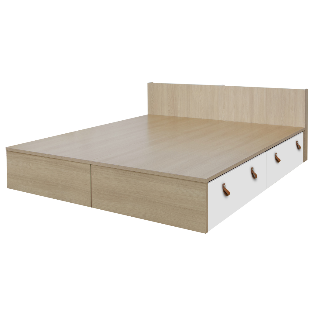 Cama Infantil com Gavetões e Cabeceira Porta Livros Linha Join