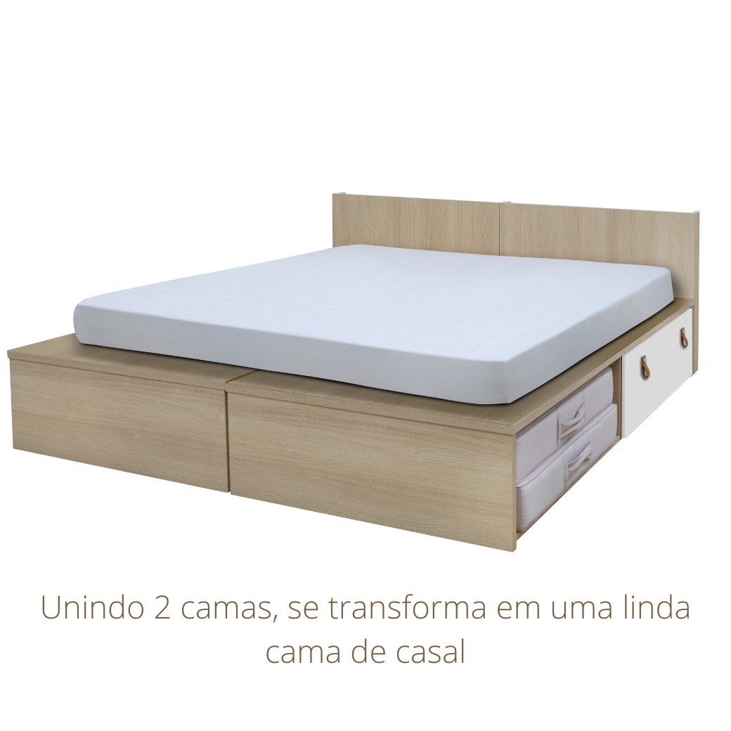 Cama Infantil com gaveta espaço para futton e Cabeceira porta Livros Linha Join