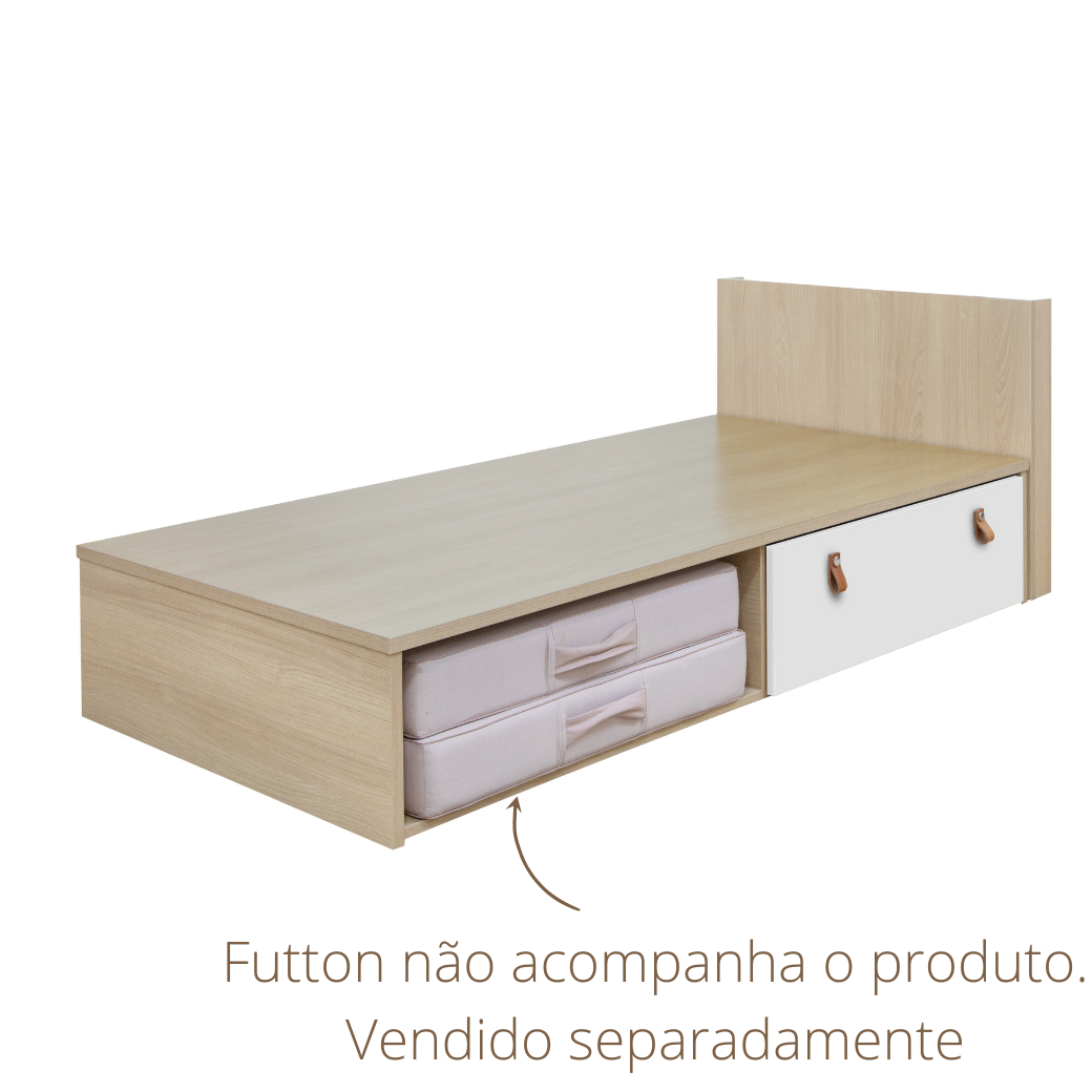 Cama Infantil com gaveta espaço para futton e Cabeceira porta Livros Linha Join