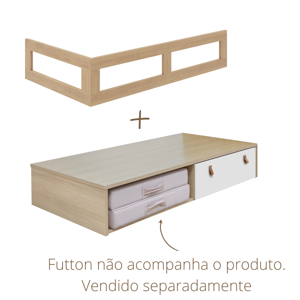 Cama com Gaveta e Barras de Proteção Linha Join
