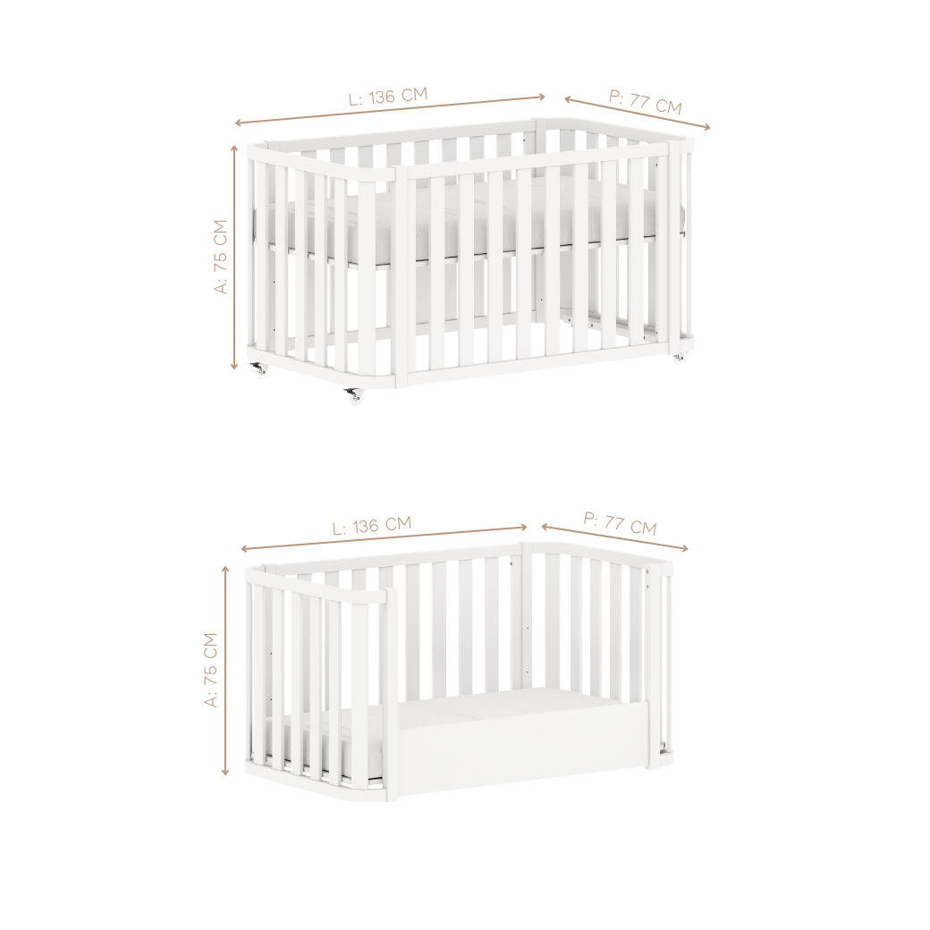 Berço Americano Branco para Bebê 2 em 1 Linha Loop