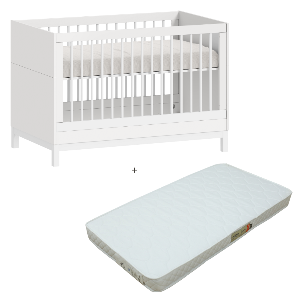 Berço Americano 2 em 1 Cozy Branco Fosco | Vira Mini Cama