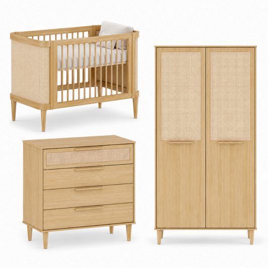 Berço 2 em 1 Cômoda 4 Gavetas e Guarda Roupa 2 Portas | Linha Paglia