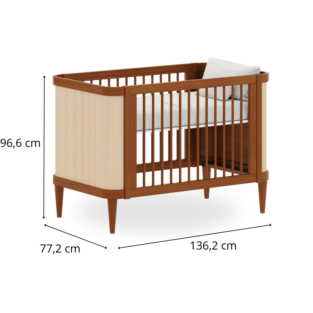 Berço Madeira Maciça e Cômoda MDF 15mm | Nogueira e Freijó