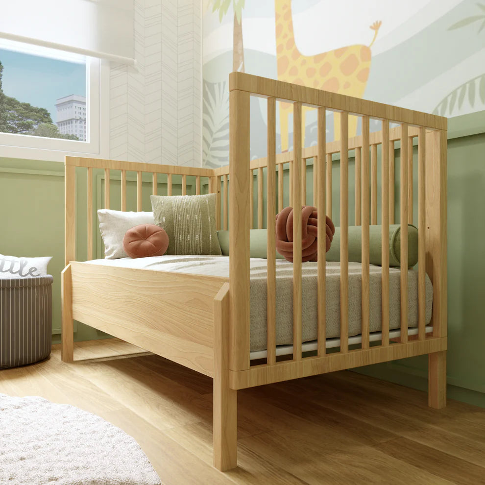 Berço vira Cama em Madeira Bold e Cômoda 6 Gavetas Linha Cozy