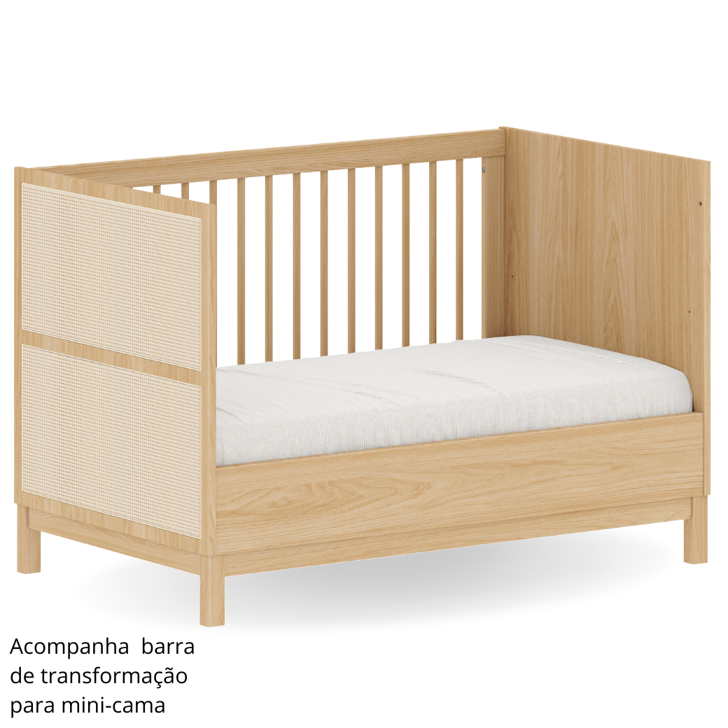 Berço para Bebê com Palinha 2 em 1 Linha Indy Carvalho Malva