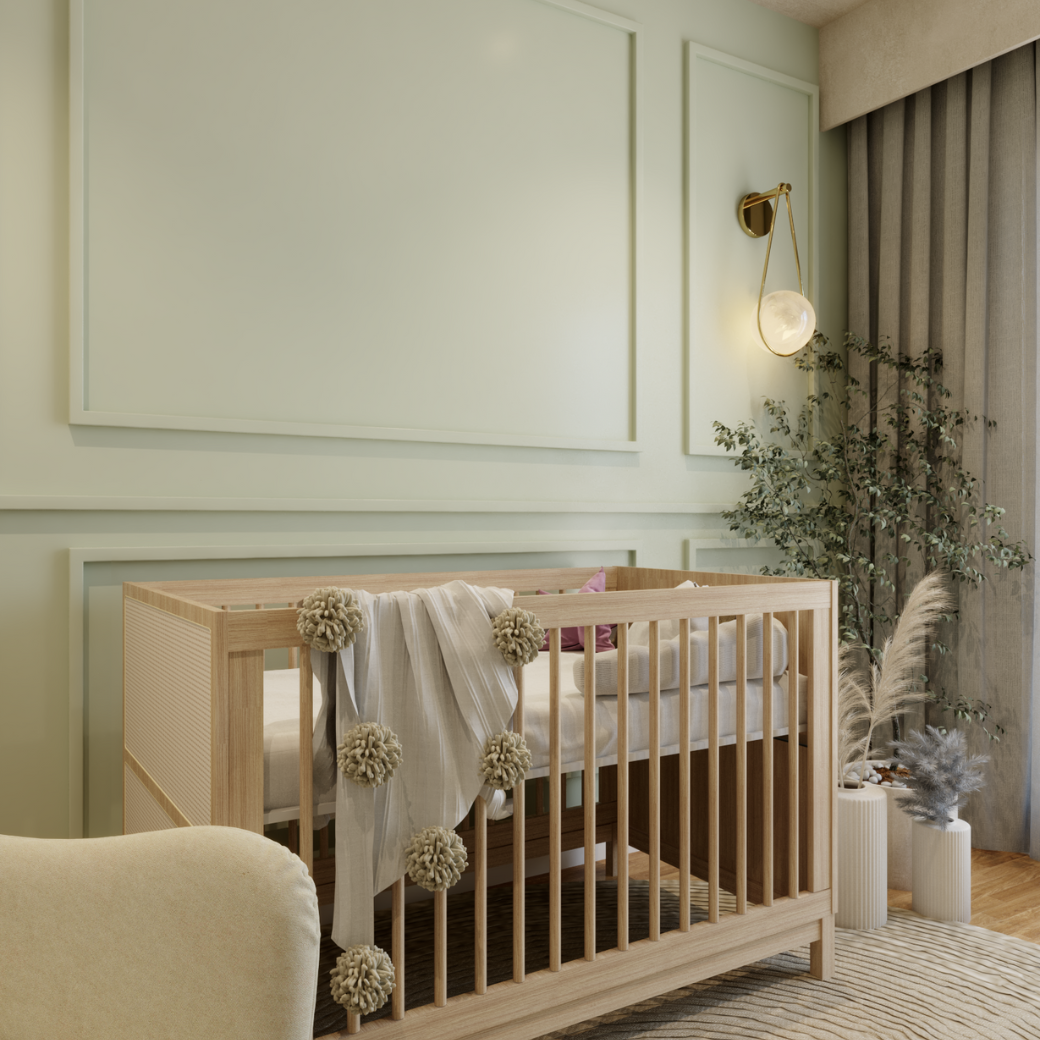 Berço para Bebê com Palinha 2 em 1 Linha Indy Carvalho Malva