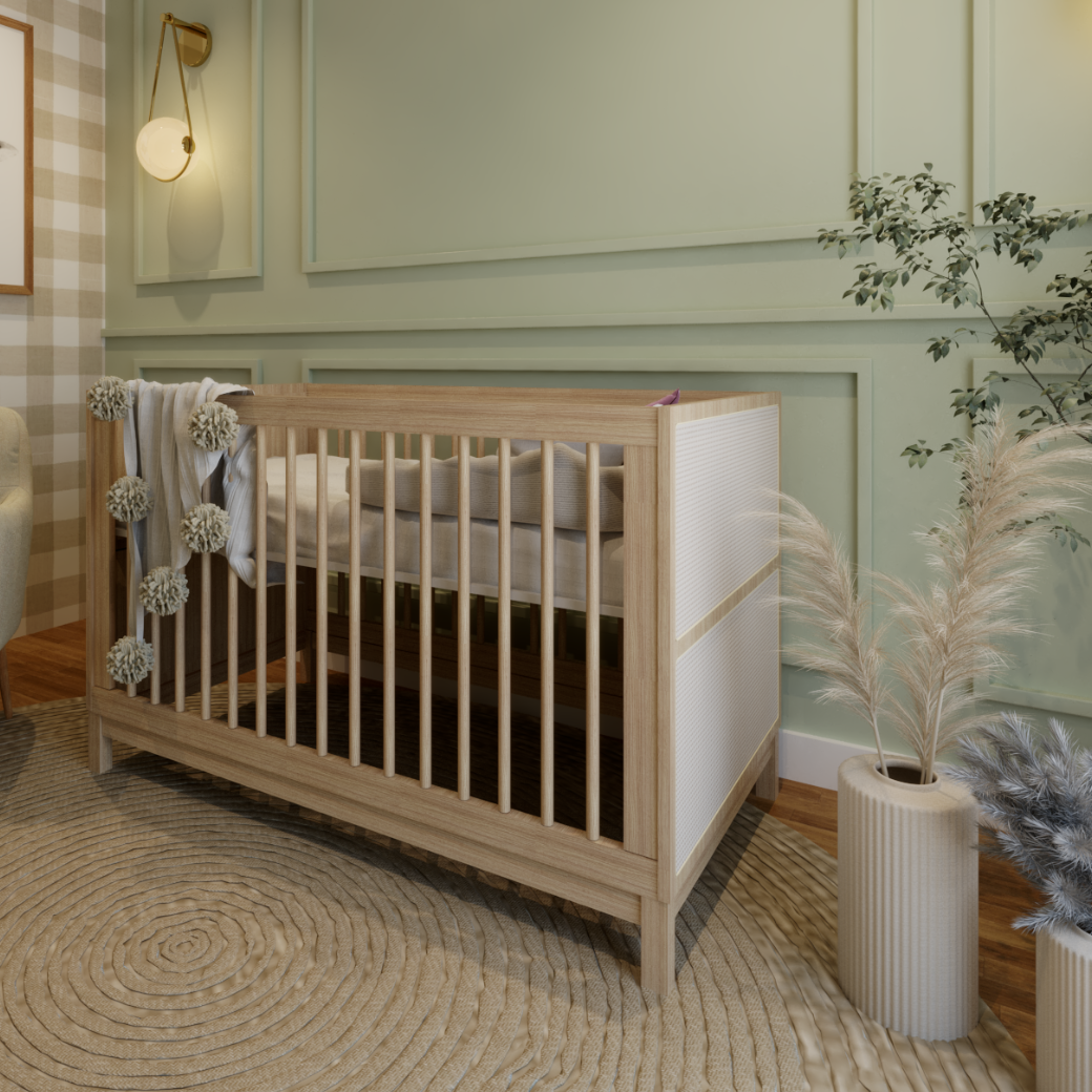 Berço para Bebê com Palinha 2 em 1 Linha Indy Carvalho Malva