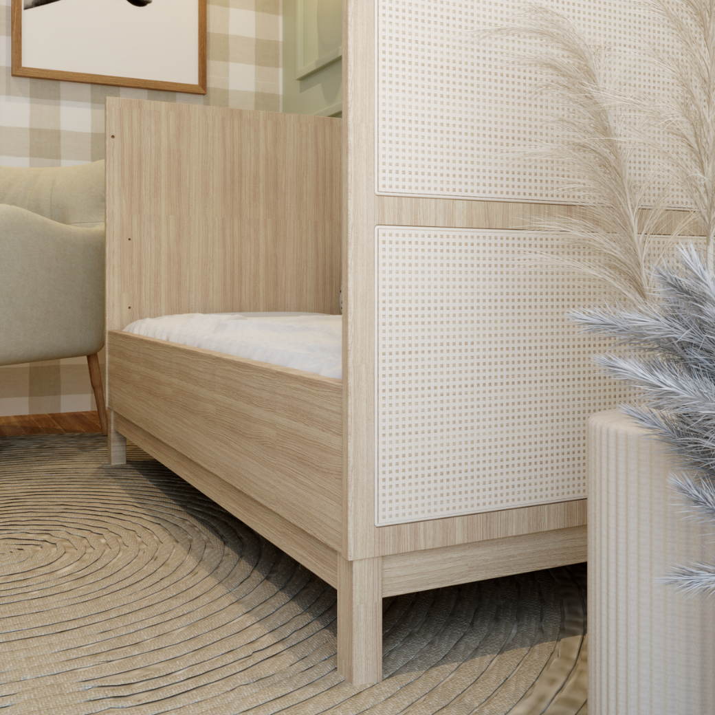 Berço Evolutivo e Cômoda 4 gavetas com Palinha Linha Indy