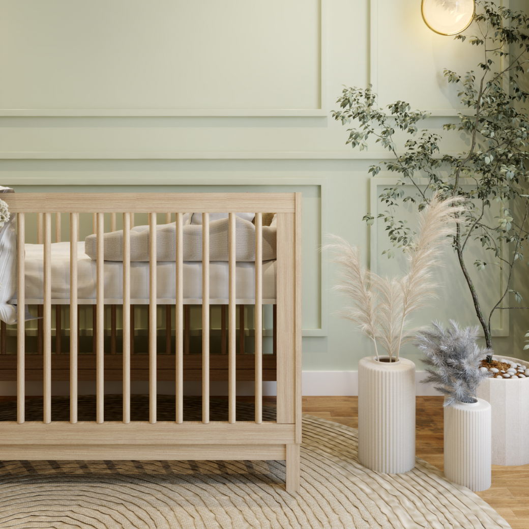 Berço para Bebê com Palinha 2 em 1 Linha Indy Carvalho Malva