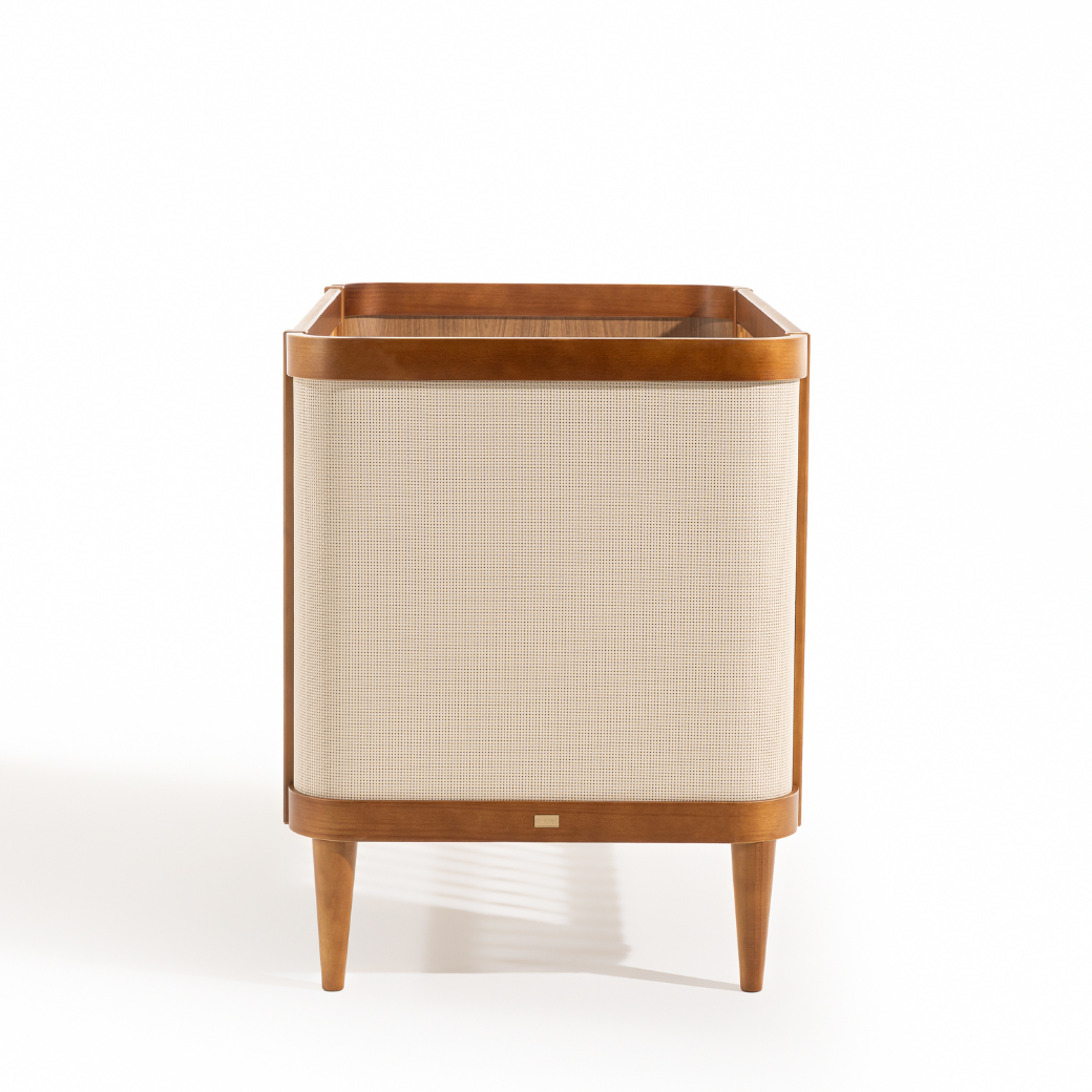 Berço 2 em 1 Linha Paglia Nogueira com Palhinha Natural