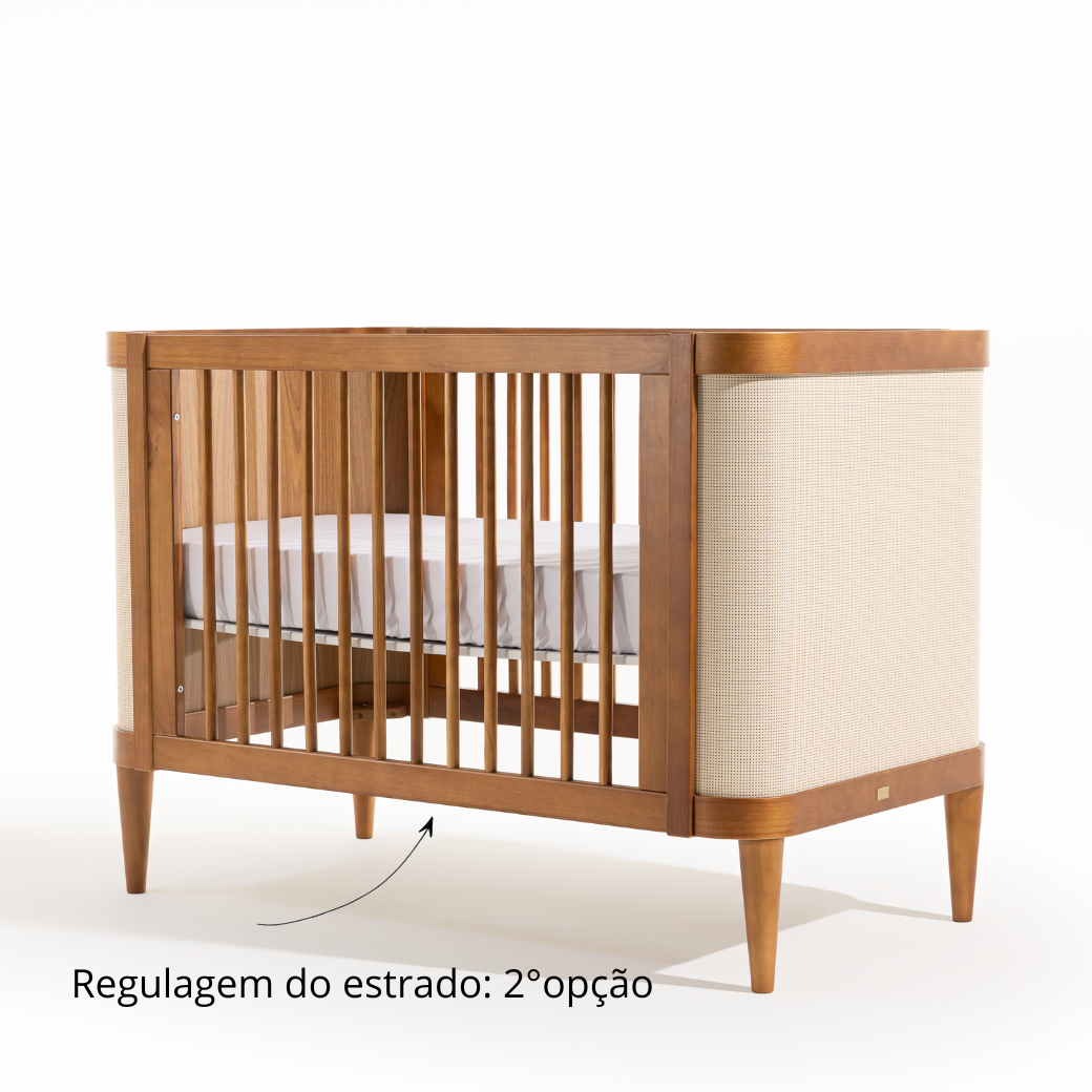 Berço 3 em 1 Paglia Nogueira com Palhinha Natural