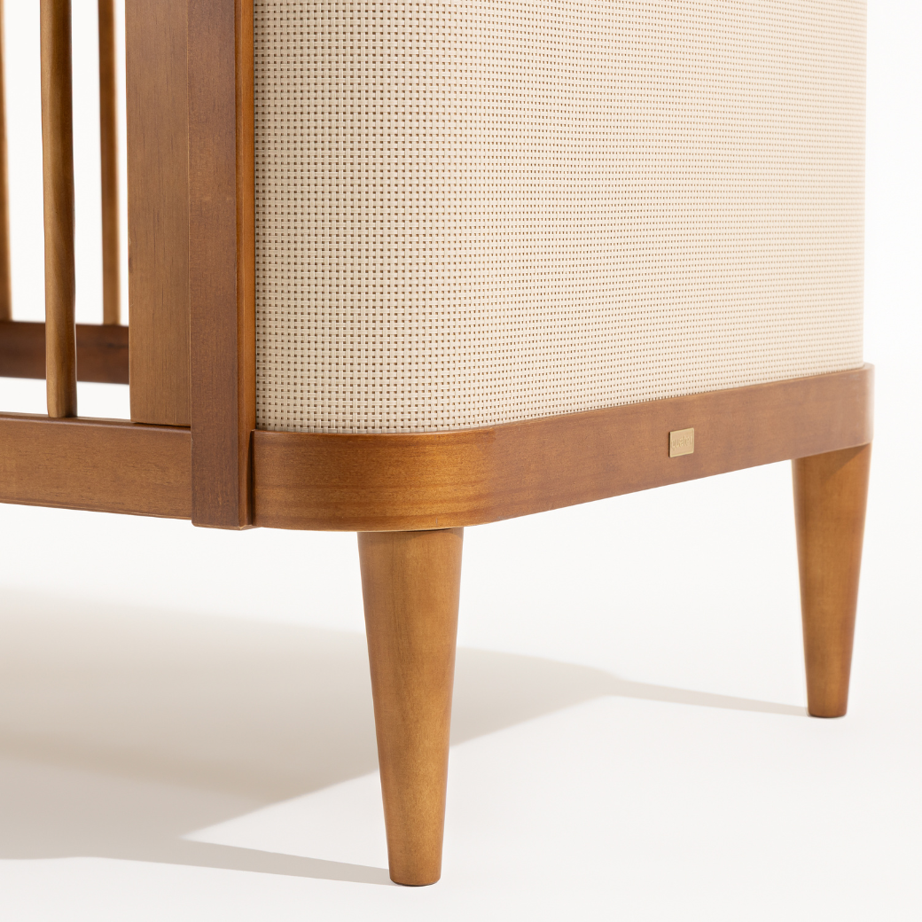 Berço 3 em 1 Paglia Nogueira com Palhinha Natural