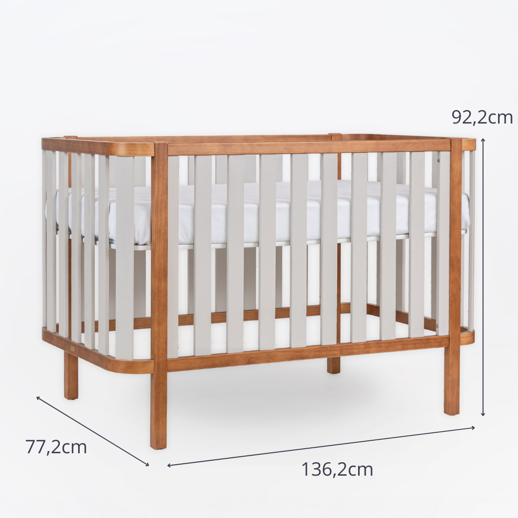 Conjunto Berço e Cômoda Areia com Nogueira | Linha Softy