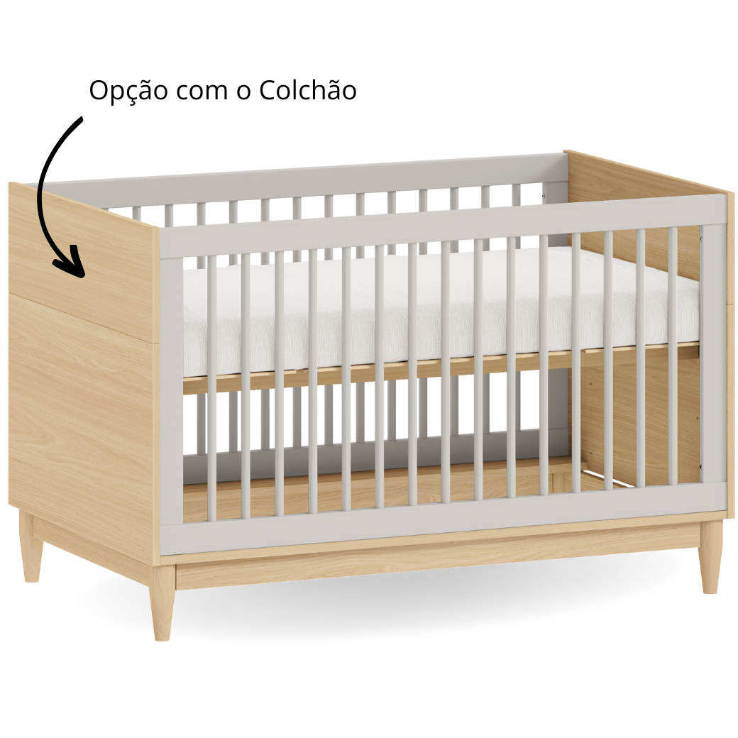 Berço Americano 2 em 1 em MDF Linha Tomi | 3 opções de cores