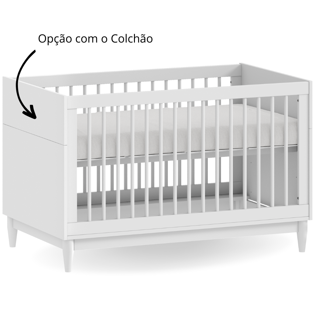 Berço Branco Americano 2 em 1 Linha Tomi
