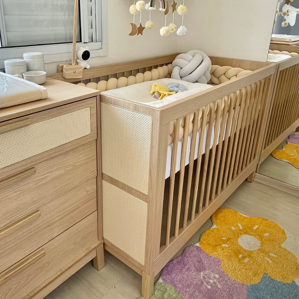 Berço para Bebê com Palinha 2 em 1 Linha Indy Carvalho Malva