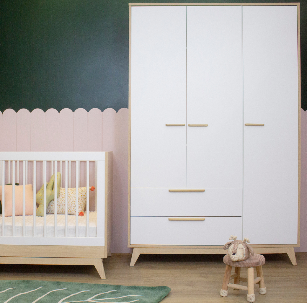 Berço Cômoda e Guarda Roupa para Bebê Quarto Infantil Completo Petit