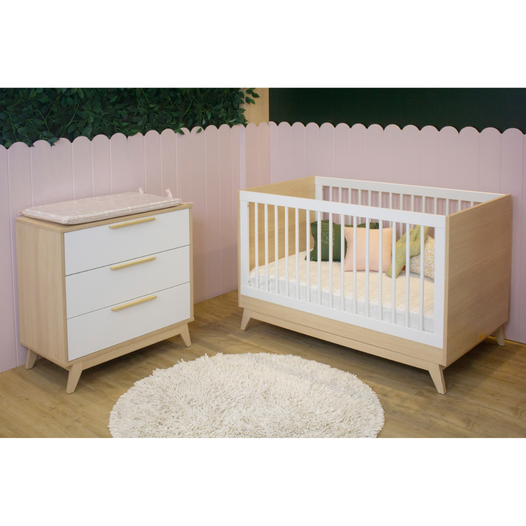 Berço Americano e Cômoda Infantil 3 Gavetas Petit