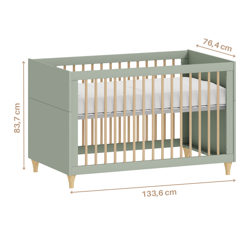 Berço Americano Verde para Quarto de Bebê Linha Fly 2 em 1