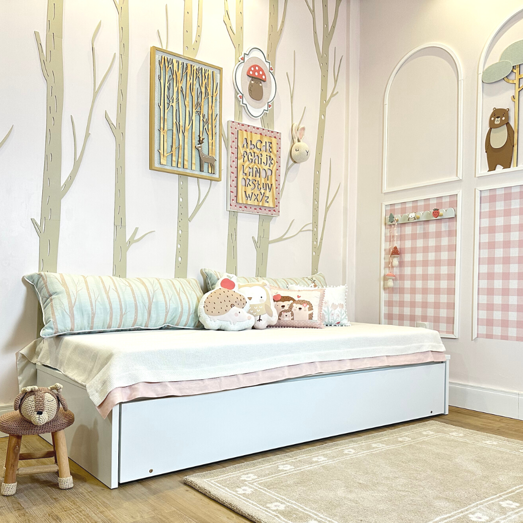 Cama com Cama Auxiliar Branca Linha Join em MDF