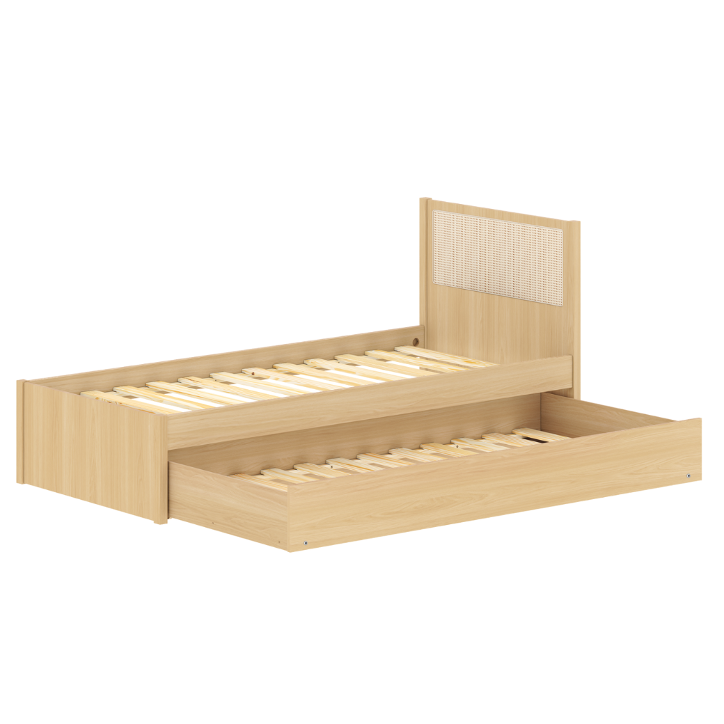 Bicama Solteiro Infantil com Proteção Lateral e Palha Natural | MDF