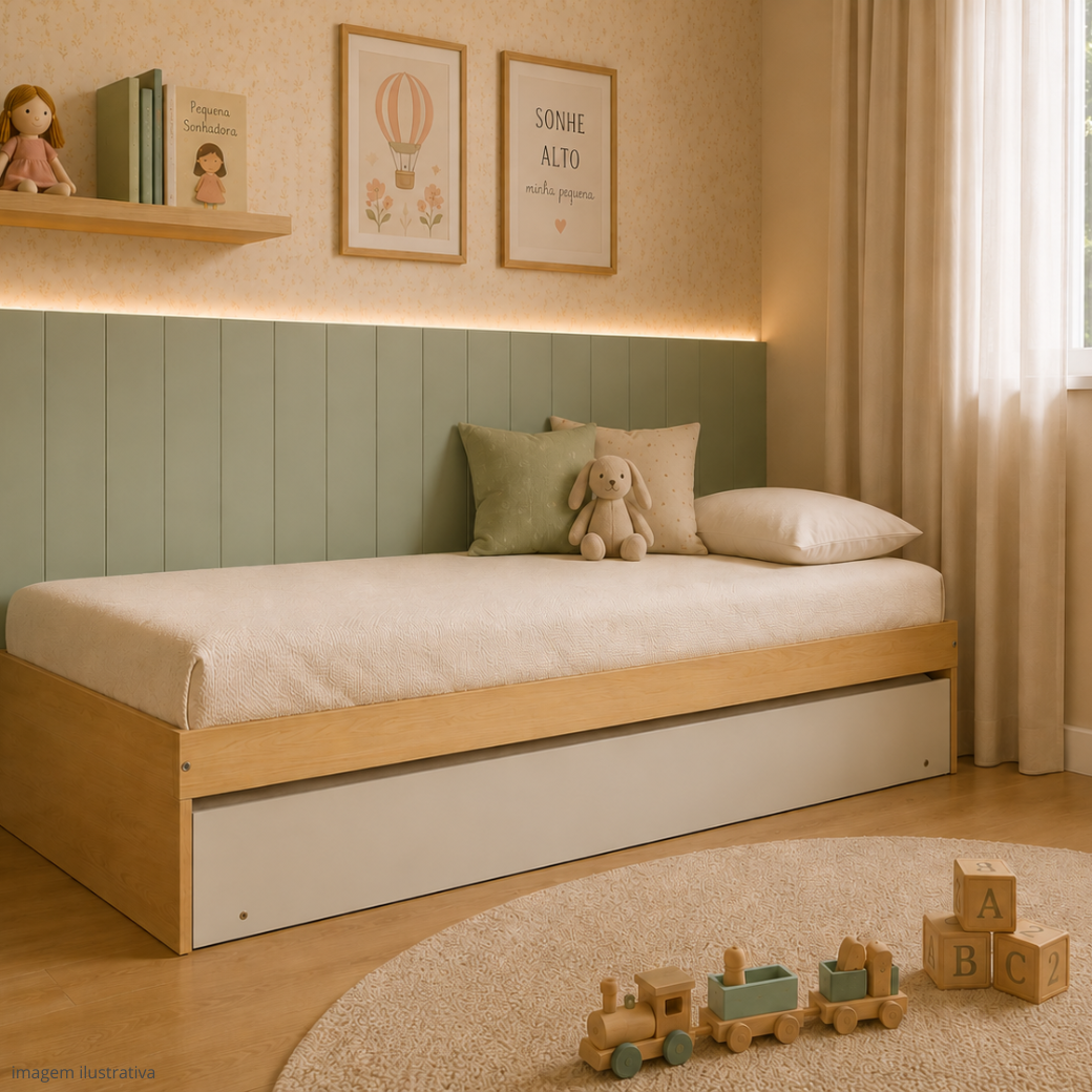 Bicama Infantil Solteiro MDF com Cama Auxiliar Laqueada | Linha Play
