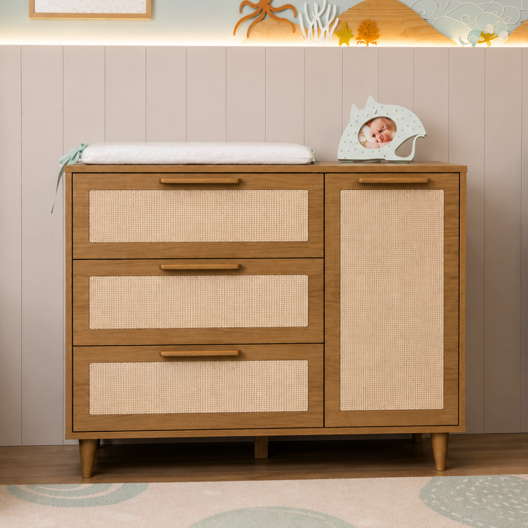 Cômoda de MDF com Detalhes em Rattan e Madeira – Linha Premium Paglia Pro
