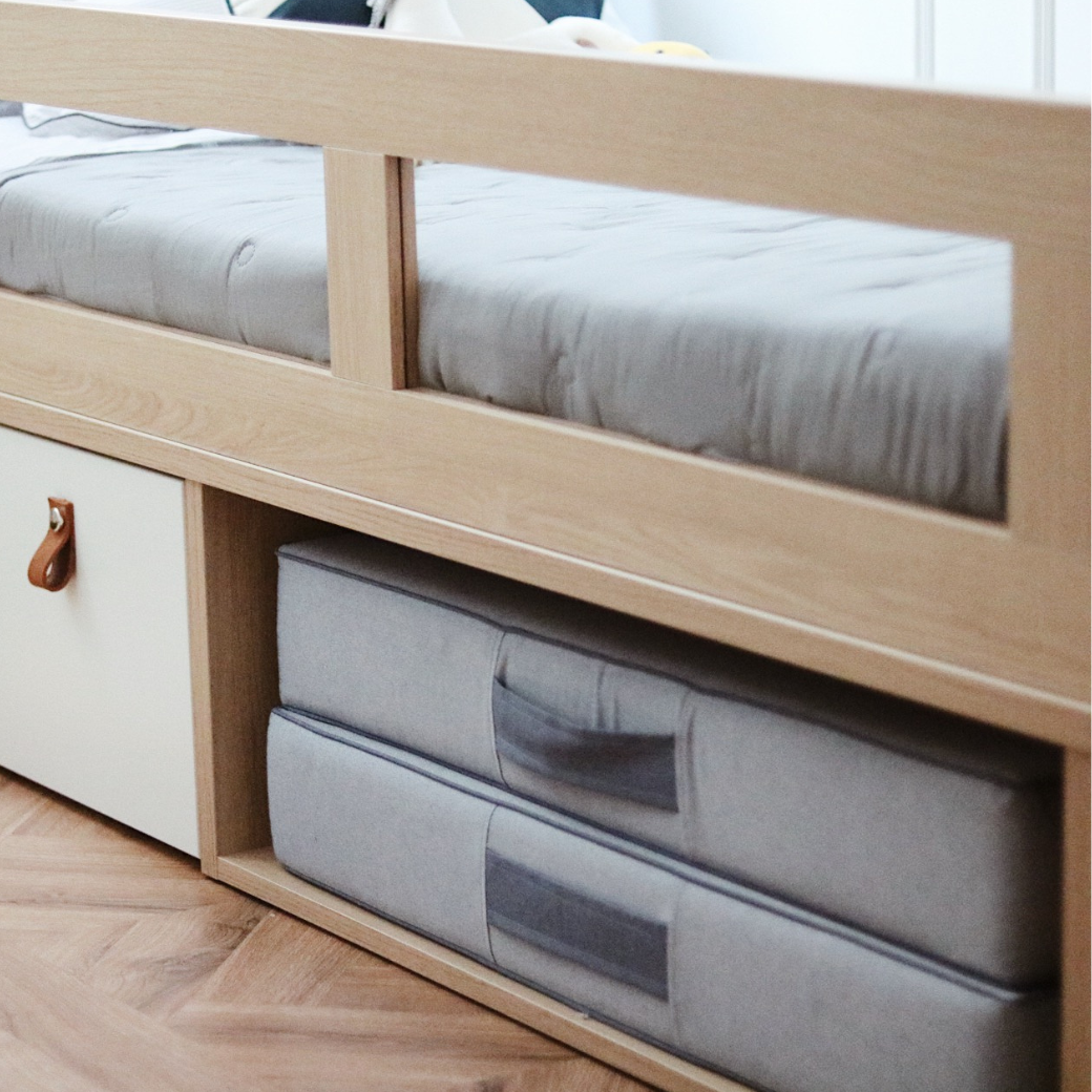 Cama com Gaveta Proteção Lateral e Cabeceira porta Livros Linha Join