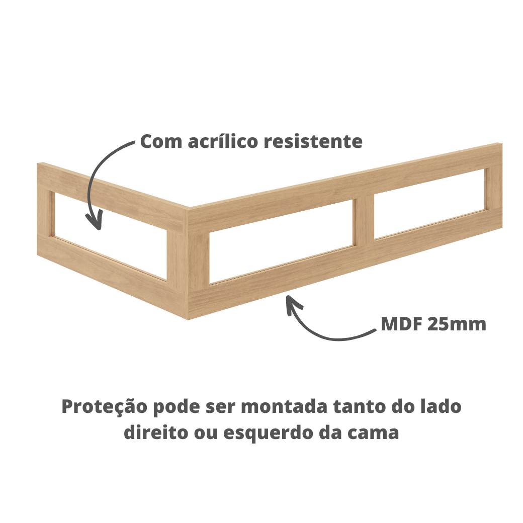 Cama com Gaveta Proteção Lateral e Cabeceira porta Livros Linha Join
