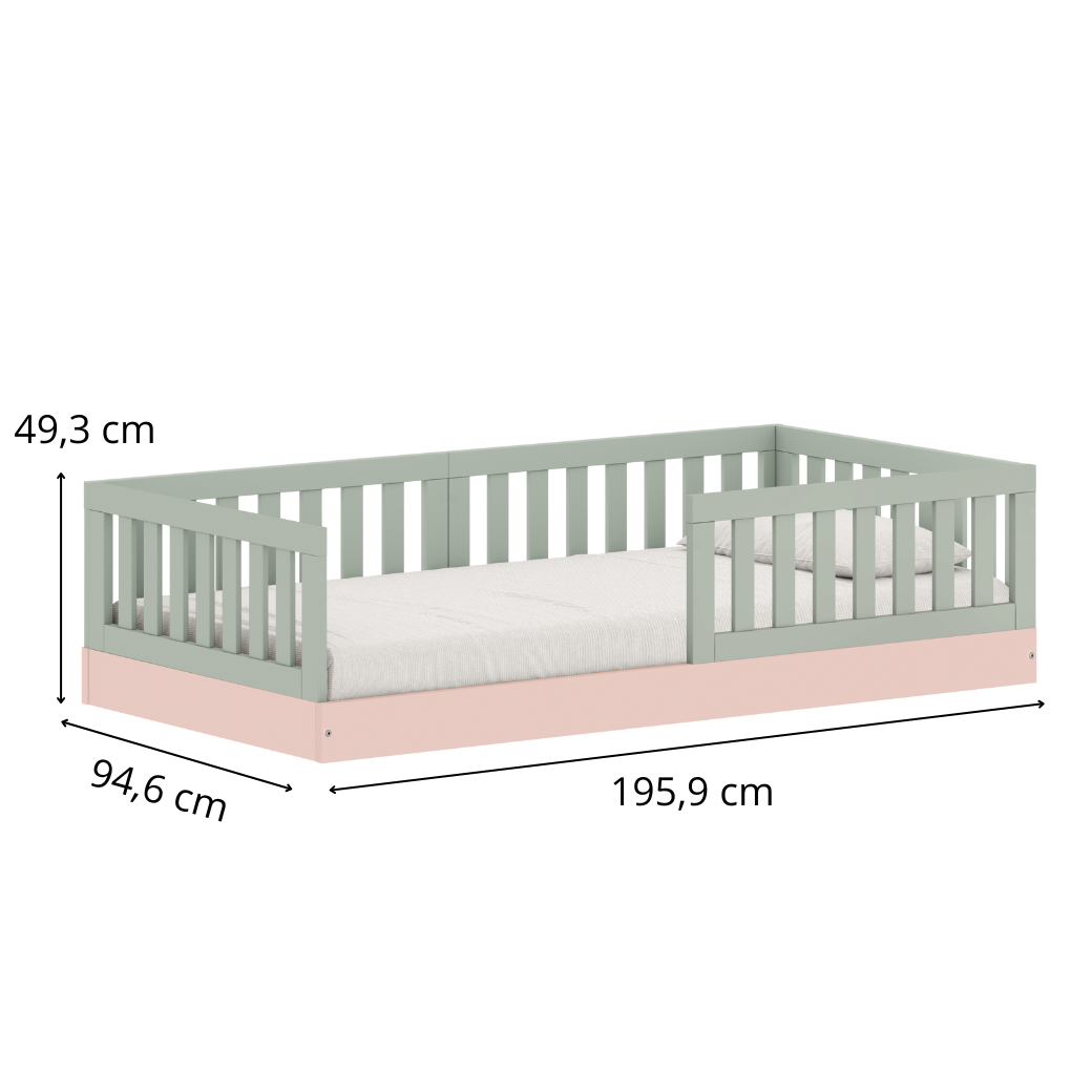Cama Montessoriana Infantil Solteiro Play/Arcos com Opcional de Grade de Proteção