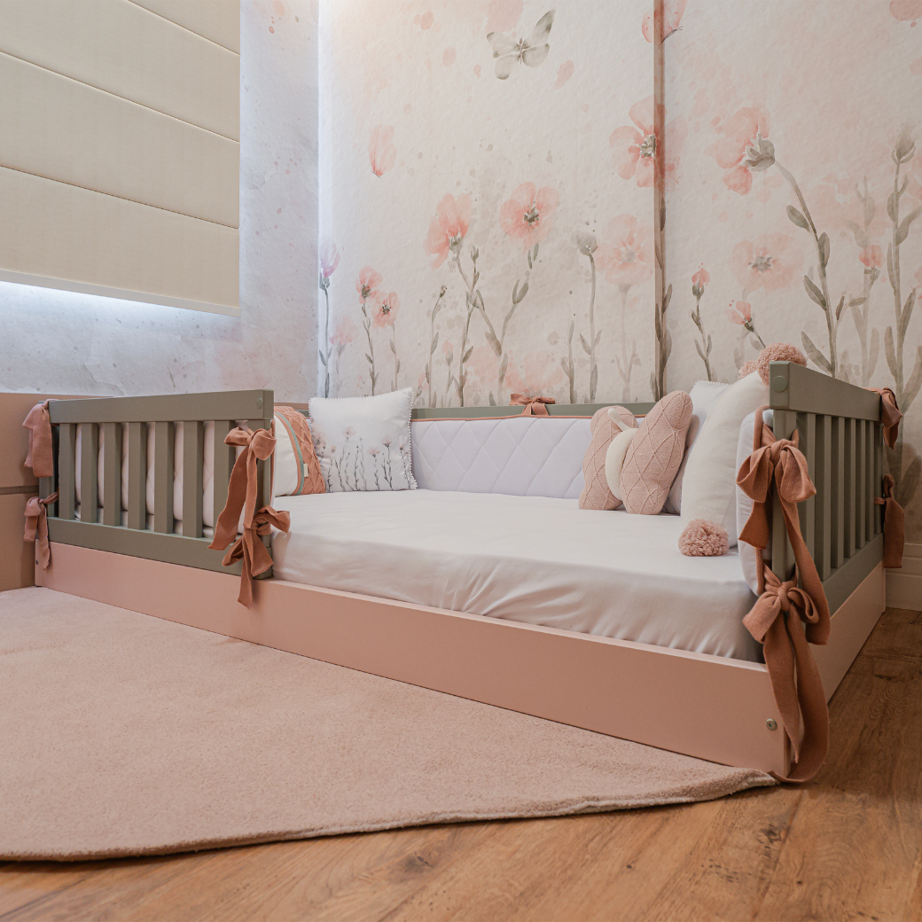 Cama Montessoriana Infantil Solteiro Play/Arcos com Opcional de Grade de Proteção