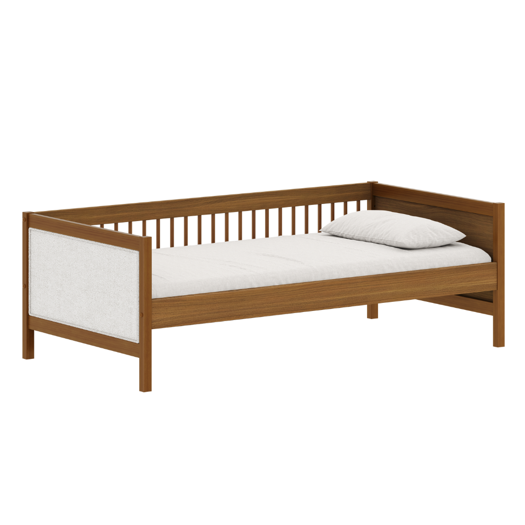 Cama com Auxiliar em Mdf e Tecido Bouclé Linha Soley