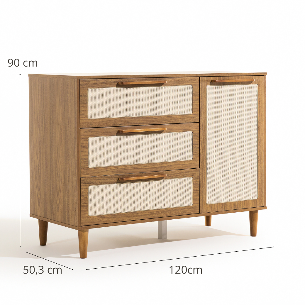 Cômoda Paglia com Porta e prateleira interna Nogueira