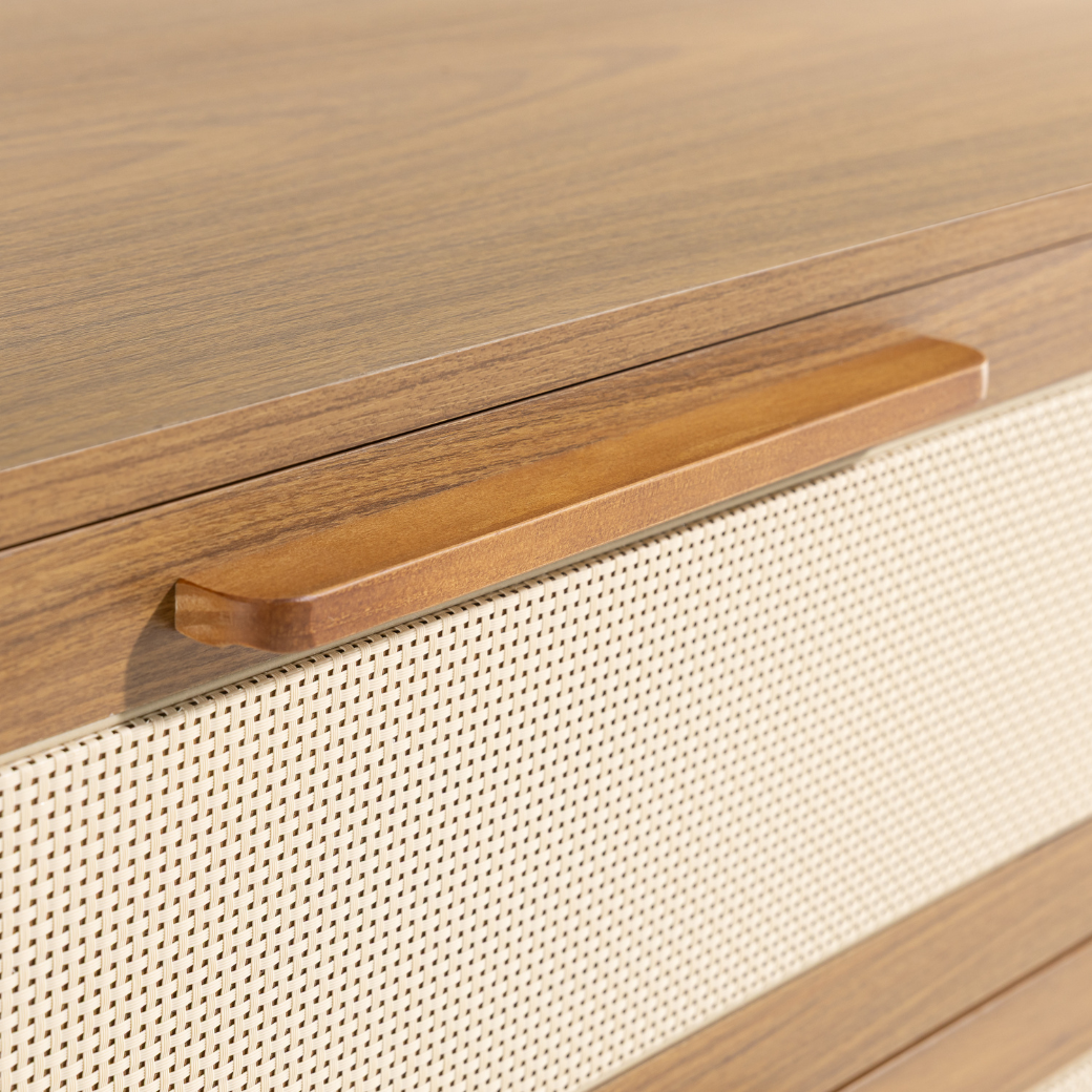 Cômoda de MDF com Detalhes em Rattan e Madeira – Linha Premium Paglia Pro