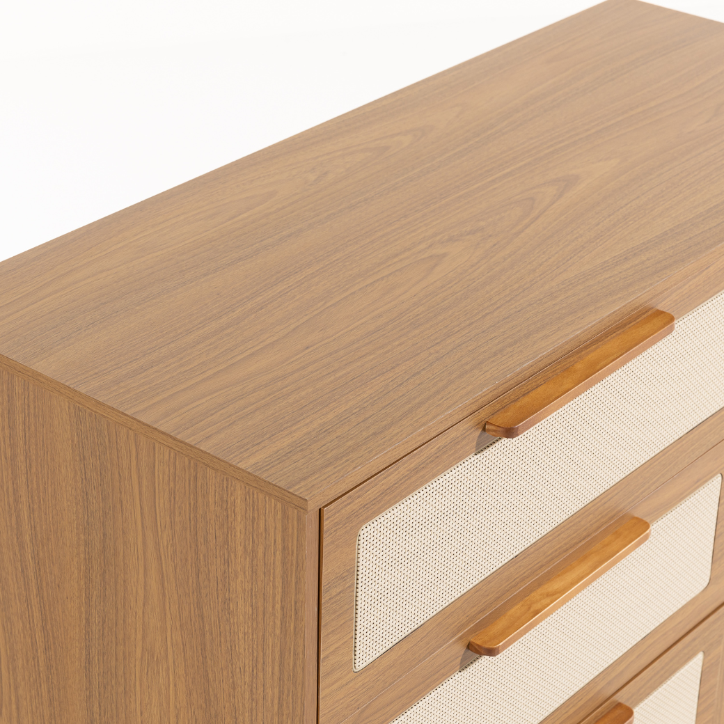 Cômoda de MDF com Detalhes em Rattan e Madeira – Linha Premium Paglia Pro