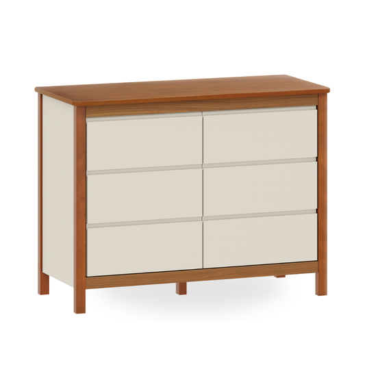 Cômoda 6 Gavetas Areia Softy | Madeira Maciça e MDF