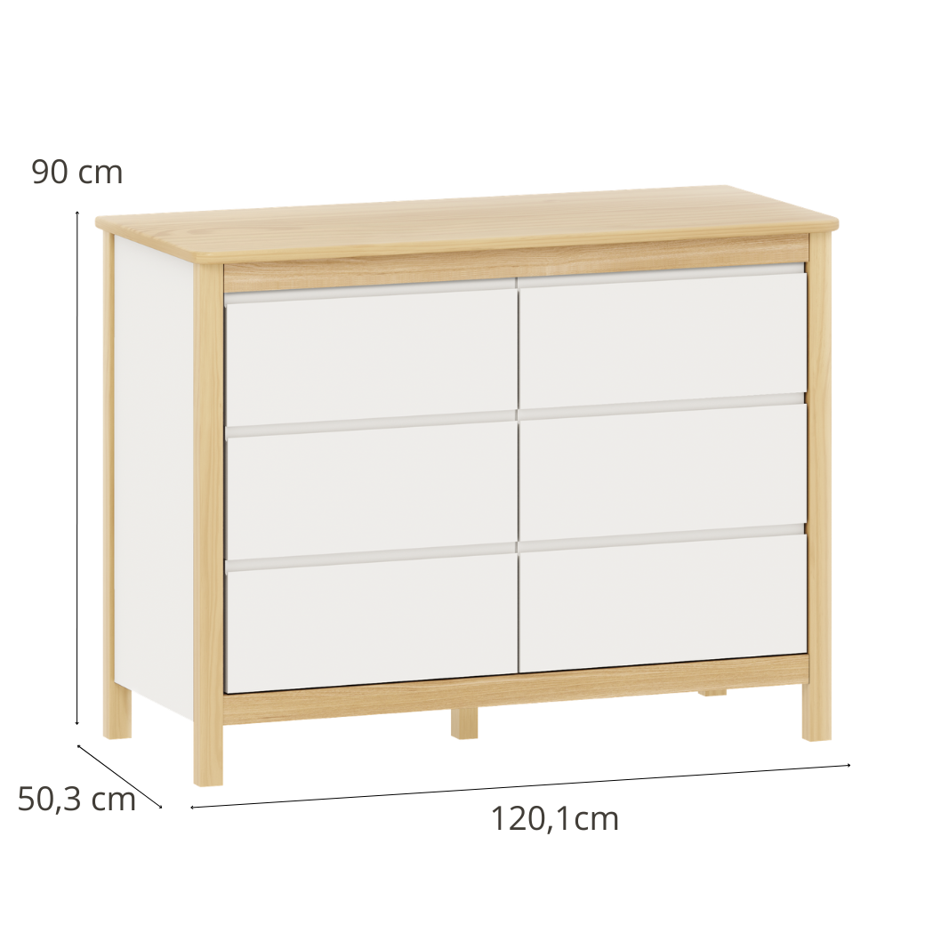 Conjunto Berço vira Cama e Cômoda Madeira Maciça 6 gavetas