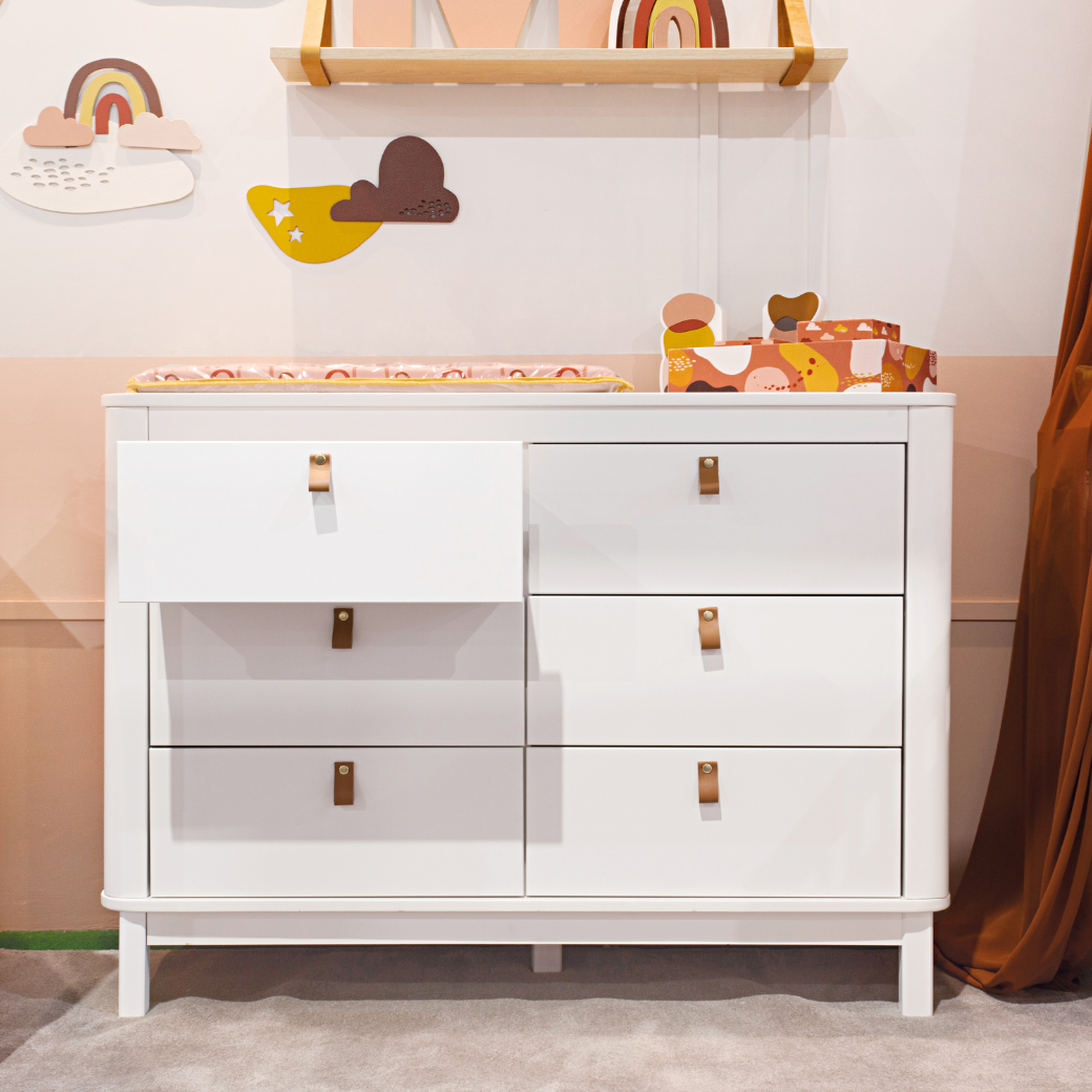 Cômoda 6 gavetas Branca Linha Cromo
