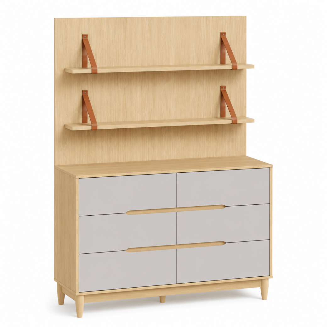 Painel e cômoda são Produzidos em MDF de alta qualidade, o conjunto combina resistência, durabilidade e acabamento sofisticado, ideal para compor um quarto moderno e aconchegante.