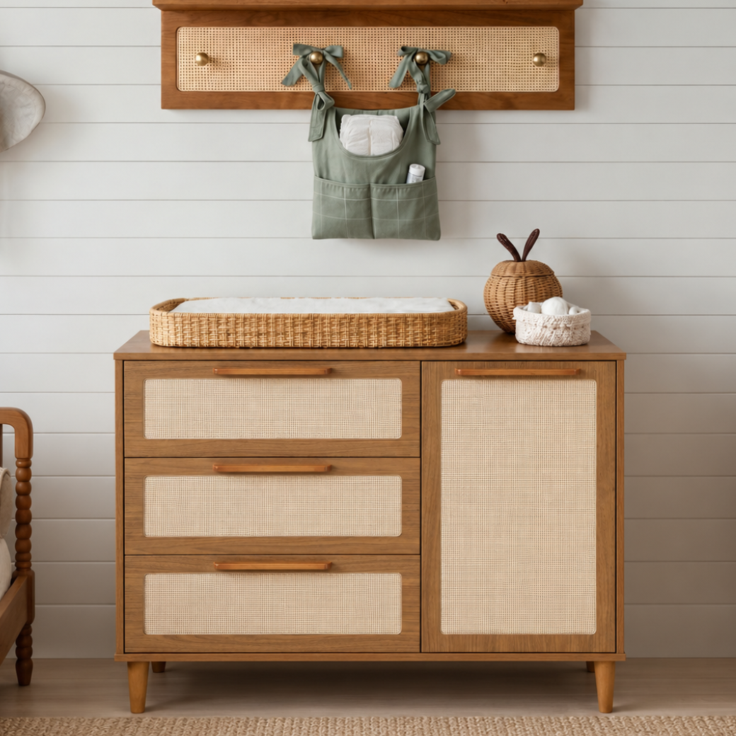 Cômoda de MDF com Detalhes em Rattan e Madeira – Linha Premium Paglia Pro